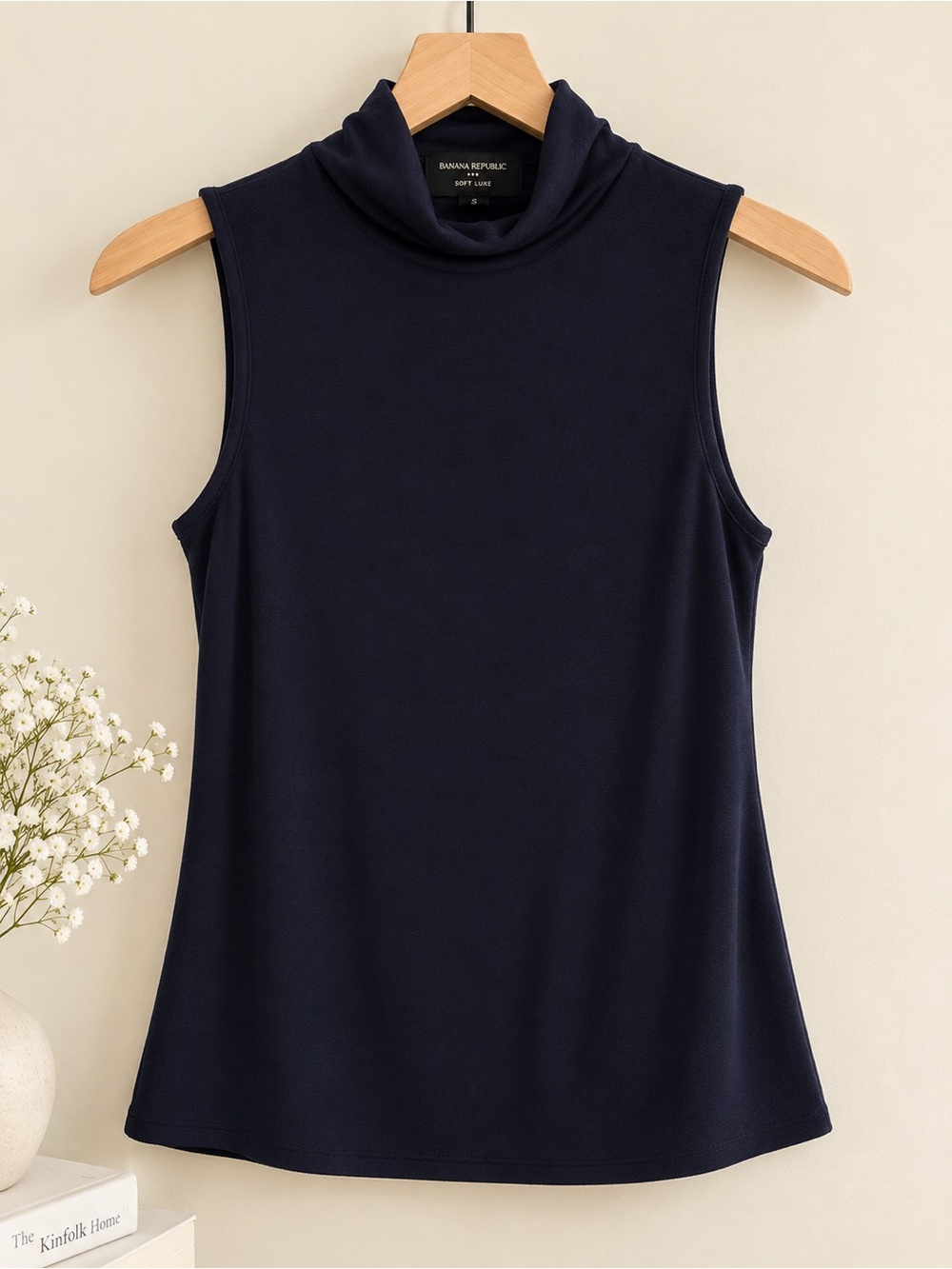 Banana Republic Factory Navy Sleeveless Mock Neck Tank